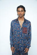 anushé pirani Modal Silk Men Indigo Flutter & Flow Shirt