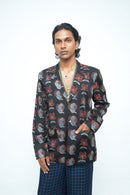 anushé pirani Modal Silk Men Charcoal Bold Blazer