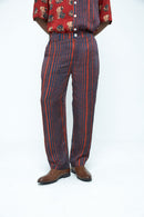 anushé pirani Modal Silk Men Indigo/Terracotta Rustic Tapered Pants
