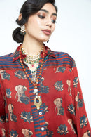 anushé pirani Modal Silk Women Terracotta Lotus Shirt