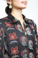 anushé pirani Modal Silk Women Charcoal Beast Bomber