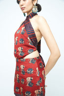 anushé pirani Modal Silk Women Terracotta Giant Mini Dress