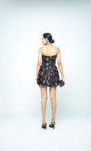 anushé pirani Modal Silk Women Charcoal Sculpt & Bloom Mini Dress