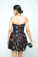 anushé pirani Modal Silk Women Charcoal Sculpt & Bloom Mini Dress