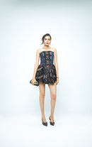 anushé pirani Modal Silk Women Charcoal Sculpt & Bloom Mini Dress