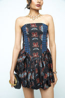 anushé pirani Modal Silk Women Charcoal Sculpt & Bloom Mini Dress