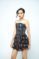 anushé pirani Modal Silk Women Charcoal Sculpt & Bloom Mini Dress