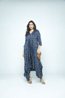 anushé pirani Modal Silk Women Indigo Cascade Dress
