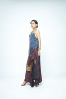 anushé pirani Modal Silk Women Indigo Flutter Dress