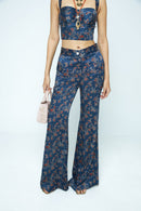 anushé pirani Modal Silk Women Indigo Paradise Flare Pants