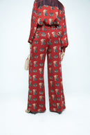 anushé pirani Modal Silk Women Terracotta Pleat Pants