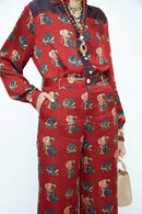 anushé pirani Modal Silk Women Terracotta Pleat Pants