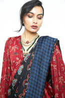 anushé pirani Modal Silk Women Charcoal Wild Bloom Saree (Pre-Stitched)