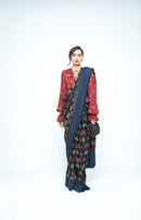 anushé pirani Modal Silk Women Charcoal Wild Bloom Saree (Un-Stitched)