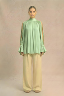 Neora by Nehal Chopra Ash Green Halter Neck Blouse