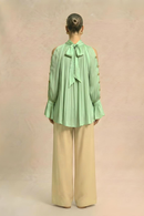Neora by Nehal Chopra Ash Green Halter Neck Blouse