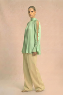 Neora by Nehal Chopra Ash Green Halter Neck Blouse