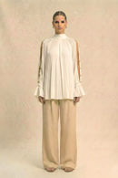 Neora by Nehal Chopra Ivory White Halter Neck Blouse