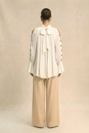 Neora by Nehal Chopra Ivory White Halter Neck Blouse