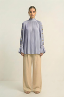 Neora by Nehal Chopra Steel Grey Halter Neck Blouse