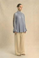 Neora by Nehal Chopra Steel Grey Halter Neck Blouse