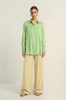 Neora by Nehal Chopra Ash Green Gather Shirt
