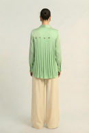Neora by Nehal Chopra Ash Green Gather Shirt