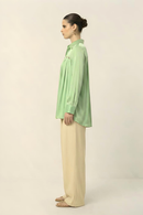 Neora by Nehal Chopra Ash Green Gather Shirt