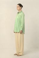 Neora by Nehal Chopra Ash Green Gather Shirt