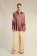 Neora by Nehal Chopra Brick Red Gather Shirt