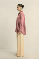 Neora by Nehal Chopra Brick Red Gather Shirt