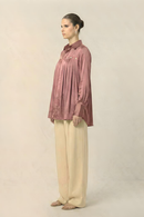 Neora by Nehal Chopra Brick Red Gather Shirt