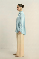 Neora by Nehal Chopra Tropical Breeze Blue Gather Shirt