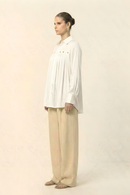 Neora by Nehal Chopra Ivory White Gather Shirt