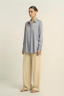 Neora by Nehal Chopra Steel Grey Gather Shirt