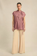Neora by Nehal Chopra Brick Red Crew Neck Blouse