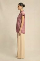 Neora by Nehal Chopra Brick Red Crew Neck Blouse