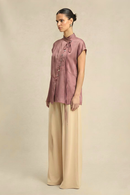 Neora by Nehal Chopra Brick Red Crew Neck Blouse