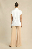 Neora by Nehal Chopra Ivory White Crew Neck Blouse