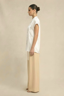 Neora by Nehal Chopra Ivory White Crew Neck Blouse