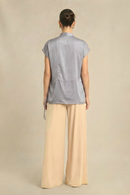 Neora by Nehal Chopra Steel Grey Crew Neck Blouse