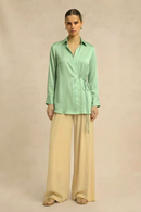 Neora by Nehal Chopra Ash Green Wrap Blouse