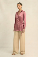 Neora by Nehal Chopra Brick Red Wrap Blouse