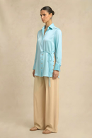 Neora by Nehal Chopra Tropical Breeze Blue Wrap Blouse