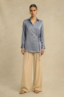 Neora by Nehal Chopra Steel Grey Wrap Blouse