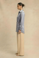 Neora by Nehal Chopra Steel Grey Wrap Blouse