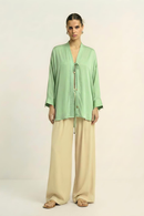 Neora by Nehal Chopra Ash Green Loop Blouse