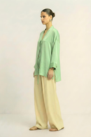 Neora by Nehal Chopra Ash Green Loop Blouse