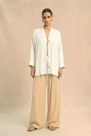 Neora by Nehal Chopra Ivory White Loop Blouse