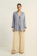 Neora by Nehal Chopra Steel Grey Loop Blouse